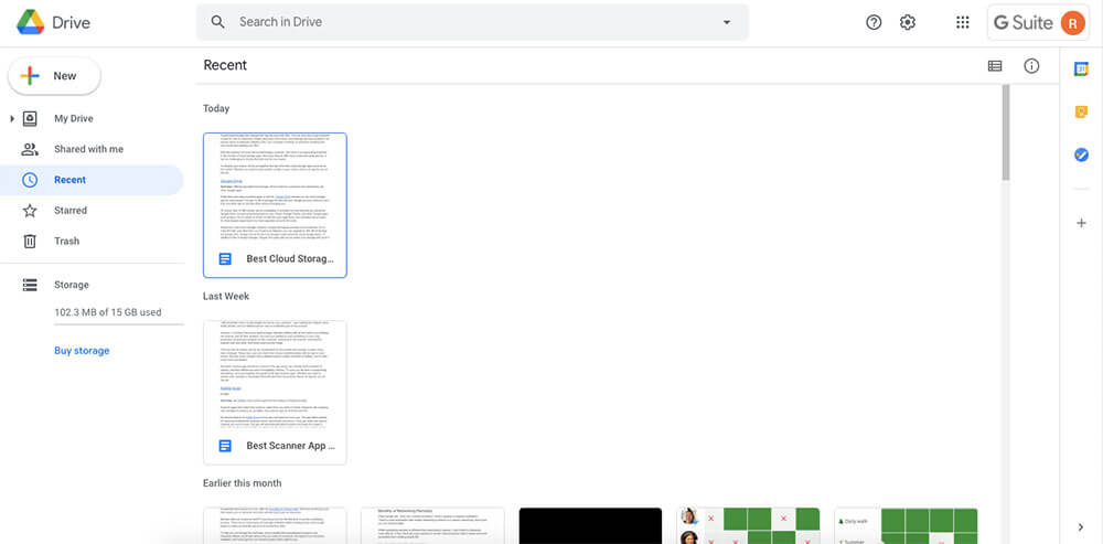 Google Drive Cloud Storage Screenshot
