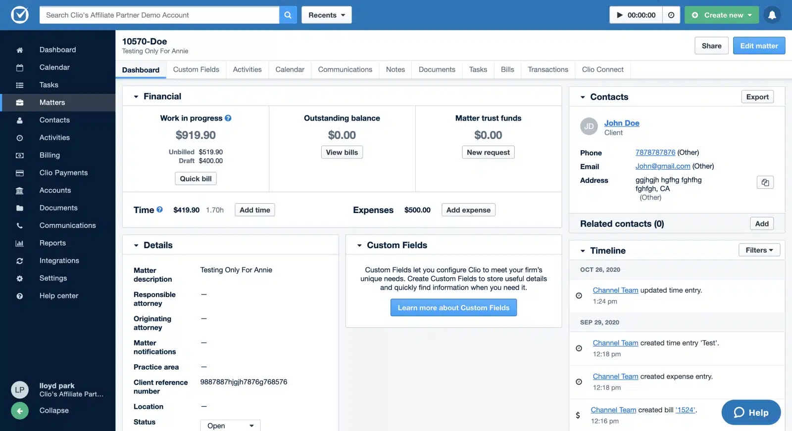 Clio-Manage-LPM-Screenshot Clio Manage LPM Screenshot